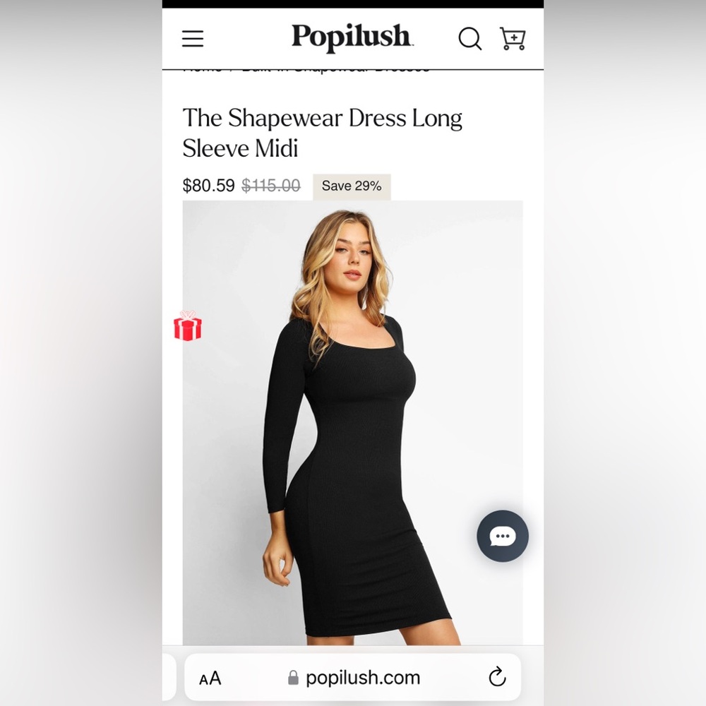 Popilush fitted dress with built in shape wear NWT